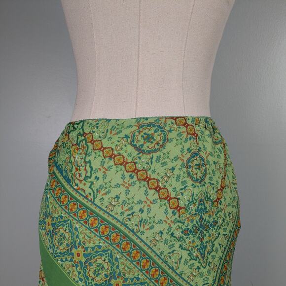 Y2K Midi Skirt PS PM Green Fairy Floral Vintage Boho Feminine Ruffle Blue Dainty - Picture 6 of 9